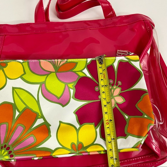 Clinique Small Pink Clear Tote Bag & Small Floral Zipper Pouch Bundle - Picture 7 of 16